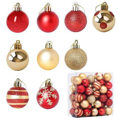 50 PIÈCES 4CM Décorations de Boules de Noël Incassables Ornements d'Arbre de Noël Boules Électroplaquées beige