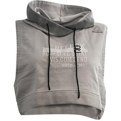 Reebok Combat Glory Mouwloze Grijze Training Cropped Hoody - Dames
