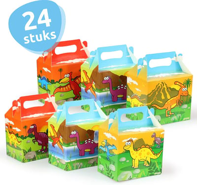 Isa's Friends® - Uitdeeldoosjes Dino's - 24 stuks - Traktatie doosjes - Uitdeelcadeautjes