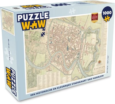 Puzzel Stadskaart - Haarlem - Historisch - Legpuzzel - Puzzel 1000 stukjes volwassenen - Plattegrond