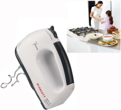 Elektrische Handmixer - Garde Mixer - Bakken en Mixen - Vijf Snelheden - 180 Watt - Wit/Zwart