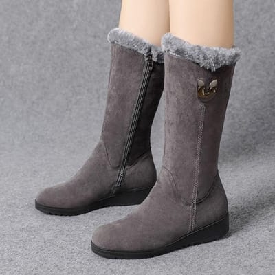 Dames Winter Sneeuwschoenen Katoenen Schoenen Warm Pluche Dikke Zool Zijrits Ronde Neus Dikke Zool Antislip Dames Schoenen 41 grijs