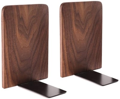 Cosensi- Boekensteun Antislip - Boekensteunhouder Zwart/Walnoot - Boekensteun Hout - Boekenrek Organizer - 17 x 13 cm - Duurzaam en Elegant - Boekenhouder