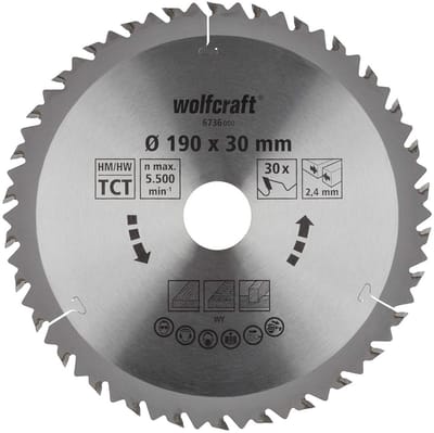 wolfcraft - Cirkelzaagblad 190x30mm - Zaagblad voor cirkelzaag 190 mm - 30 Tanden - 6736000