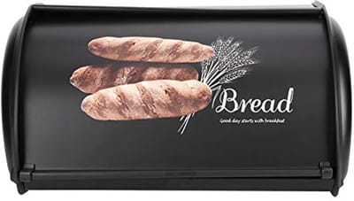 Broodtrommel - Bakcontainer Keuken - Brood Vers Houden - Roestvrij Staal - 34 x 23 x 14.5 cm - Zwart