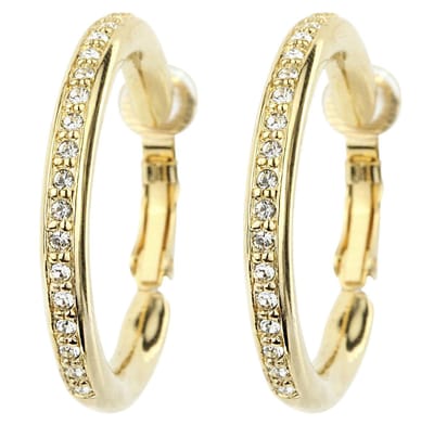 Traveller Clip Oorbellen - Oorclips Dames - Oorringen - Goudkleurig - Kristal - Preciosa Crystals - Ringen 33mm - Verguld - 155835
