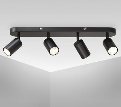 B.K.Licht - Opbouwspot - met 4 lichtpunten - zwart - metaal