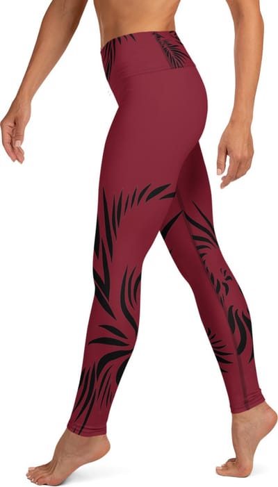 Sportlegging - design Power Up - High Waist - Dry Fit - High Performance - 4way stretch- unieke print - UPF 50+ - Hardloop - Yoga - Fitness - Dans  - Pilates - Training – sportbroek – warmrood zwart - maat XS