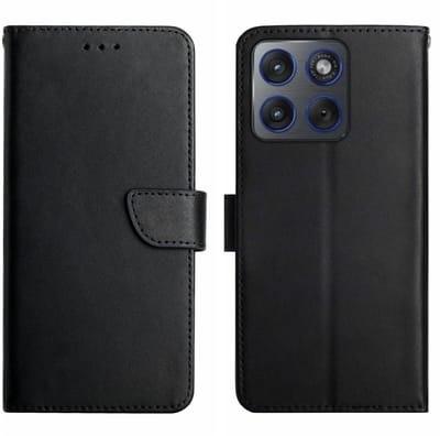 Coverup Hoesje - Geschikt voor Motorola Edge 70 Hoesje - Coverup Genuine Leather Book Case - Echt Leder - Zwart