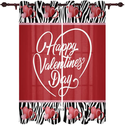 2 STUKS Rode Zebra Luipaardprint Raamgordijnen Woondecoratie Slaapkamer Raambekleding Valgordijnen voor Woonkamer Oogjesbovenkant 2x85W200H(CM)&Grommet Top