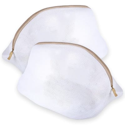 Peysaitr - Waszak - Wasschoenen zakken - Met rits - bescherming - wasmachine - reisopberger - ademend net - wit - 40x24x24cm - 2 stuks