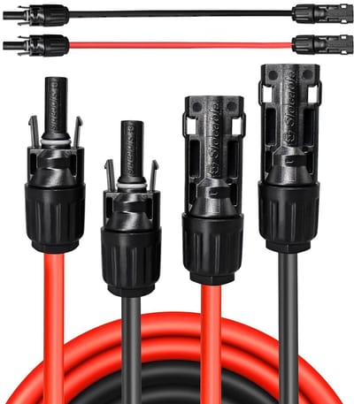 Verlengkabel voor Zonnepanelen - Zwart, 10 AWG, 5 m, 1500 V IP68 Waterdicht