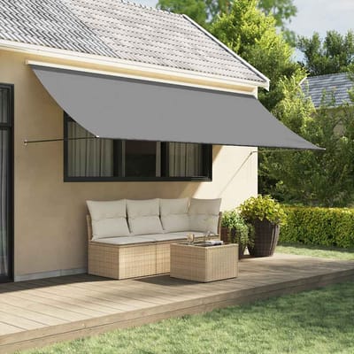 vidaXL - Luifel - uittrekbaar - 400x150 - cm - stof - en - staal - antracietkleurig