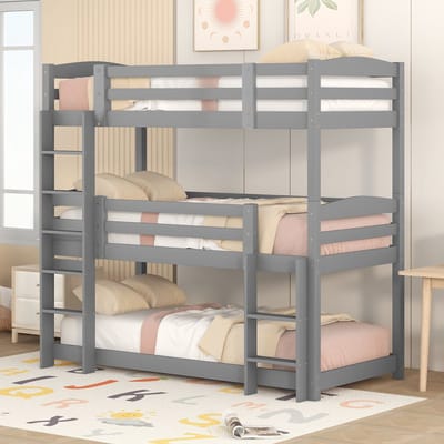 Sweiko Stapelbed - 90 x 200 cm *3 - Kinderbed - Demonteerbaar modulair houten bed - Grijs
