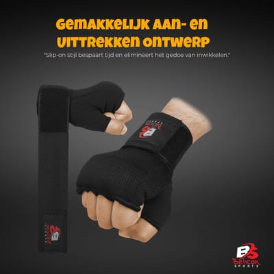 Inner Gloves / Binnenhandschoenen | Katoenen handschoen en halfverband | Meerdere kleuren | Vuist- en duimbeschermer voor boksen Sparring Muay Thai Kickboxing MMA Martial Arts en Fight Training  -  Maat: Large