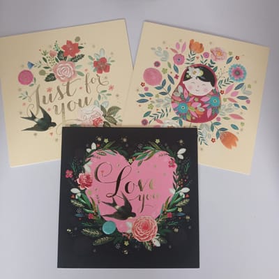 6 Luxe Liefde Wenskaarten Kaarten Wenskaart Greeting Cards Set Paperclip Serie Le Chic Love 3 Motieven Met Envelop 15x15cm Vierkant