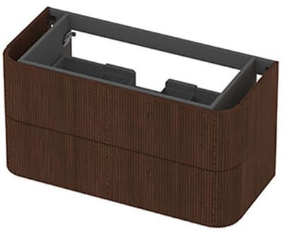 INK - Afgeronde Onderkast Fineer 2 Laden Softclose met Gefreesd Front Tbv Grepen - 1000x450x520 Mm - Shadow Veneer