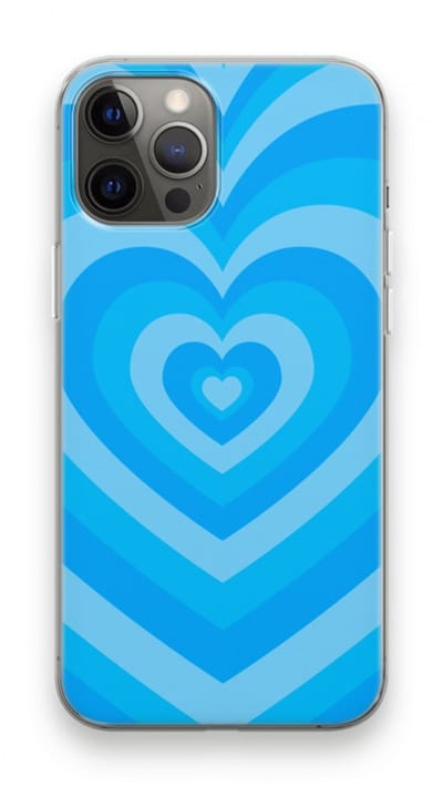 Case Company® - Hoesje geschikt voor iPhone 12 Pro Max hoesje - Hart Blauw - Soft Cover Telefoonhoesje - Bescherming aan alle Kanten en Schermrand