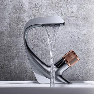 Moderne watervalkraan Luxe wastafelkraan Badkamerkraan Dekinstallatie Spoelbakkraan en koudwaterkraan rosé gouden kleur/zilver