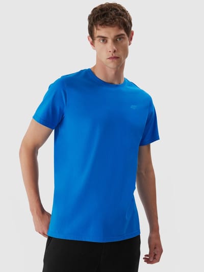 4F Heren T-shirt | Effen Blauw | Rubber Logo | 100% Katoen | Maat 3XL