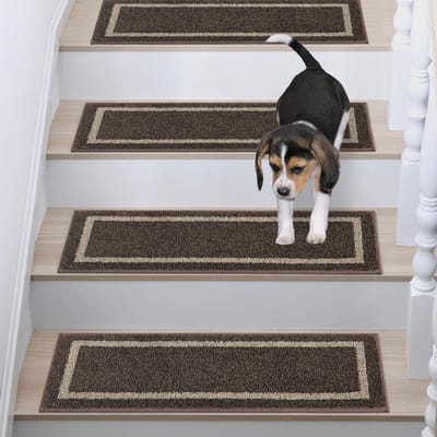Tijdloze en Praktische Zelfklevende Antislip Trapmatten voor Binnengebruik, 70x22cm, Set van 4, Bruin