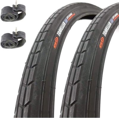 2 Stadsfiets Banden 26 x 1 3/8 (37-590) All Season Zwart + 2 Binnenbanden
