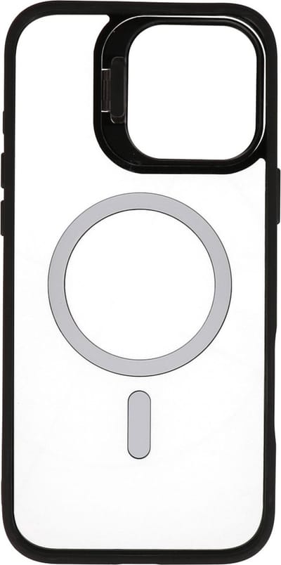 Hoesje Geschikt voor de iPhone 16 Pro Max - Magnetic Transparent - Camera Beschermer met Staande Functie - Zwart