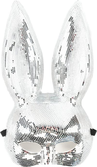 KIMU® Discobal Masker Konijn Spiegeltjes - Disco Spiegelbal Konijnenmasker - Discobol Spiegelbol Glitter Spiegels Pasen Paasviering Paashaas Festival