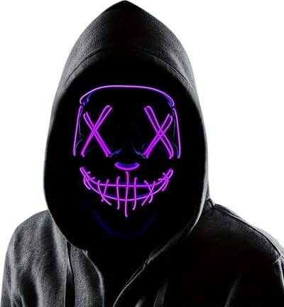 Nivard Halloween Masker - Volwassenen - Enge Maskers - Horror Masker - Led Masker - Paars