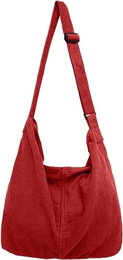 Uniseks corduroy schoudertas, grote dames shopper tas van mode-stof voor dagelijks gebruik, kantoor, school en reizen