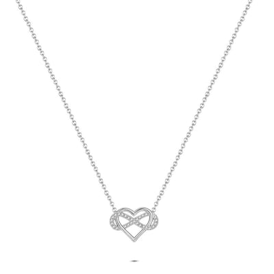 Twice As Nice Halsketting in edelstaal, hart met zirkonia Zilverkleurig 40cm