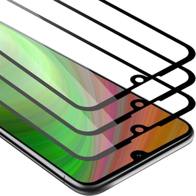 Cadorabo 3x Screenprotector geschikt voor Huawei Y6 2019 Volledig scherm pantserfolie Beschermfolie in TRANSPARANT met ZWART - Getemperd (Tempered) Display beschermend glas in 9H hardheid met 3D Touch
