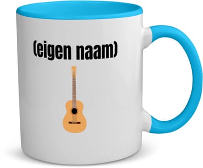 Akyol - gitaar met eigen naam koffiemok - theemok - blauw - Gitaar - gitaar liefhebbers - muziekliefhebber - leuk cadeau voor iemand die houd van gitaren - cadeau - kado - 350 ML inhoud