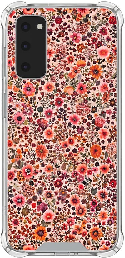Hoesje (shockproof) geschikt voor Samsung Galaxy S20 FE - Vintage floral - Extra sterke case - TPU/polycarbonaat - Bloemen - Roze, Transparant