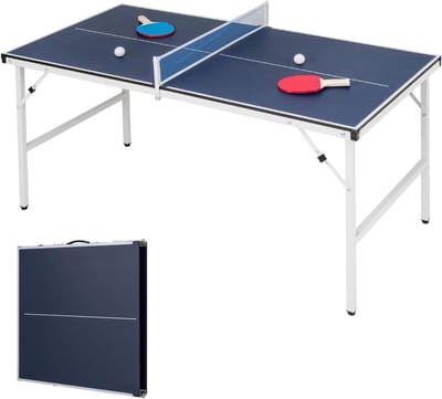 Tafeltennis Tafel - Mini Ping Pong - Indoor Sport Spel - Inklapbaar Aluminium Frame - 180x90x76 cm - Donkerblauw