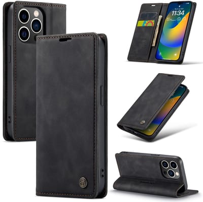 Casemania Hoesje voor Apple iPhone 15 Pro - Charcoal Gray - Dunne Portemonnee Book Case - Slim Wallet Case met Pasjeshouder