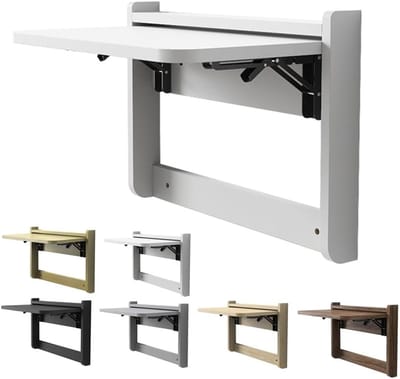Opklapbare Wandtafel - Inklapbaar Bureau - Ruimtebesparend Werken - Zelfmontage Inclusief - 53 x 37 cm - Wit