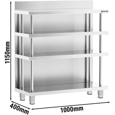 GGM Gastro Bar-Arbeitstisch - Edelstahl - 1000x400mm - mit 4 Ablagen
