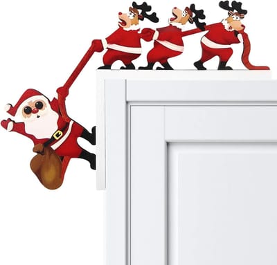 Creatieve Kerstdecoratie voor Deurhoeken met Santa Motief - Festieve Versiering voor Thuis en Feestdagen