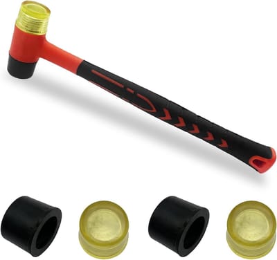 Kleine Rubberen Hamer 25mm Met 4 Vervangende Hamerkoppen - Camping Vinylvloeren Tegels Ambachten Sieraden - Duurzaam en Veelzijdig