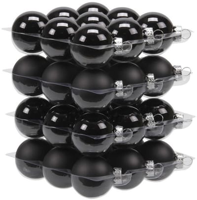 Othmar Decorations Kleine kerstballen - 36x st - zwart - D4 cm - glas - kerstversiering
