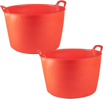 Plasticforte Flexibele kuip of emmer - 2x - rood - 75 liter - stevig kunststof - 58 x 55 cm - Afvalbak - Wasmand - Opbergmand - Extra groot
