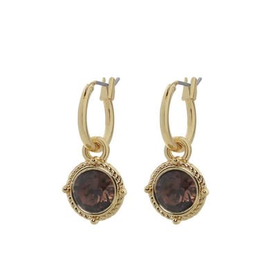 Biba Hang Oorbellen Goud met Swarovski Steentje Sm. Quartz