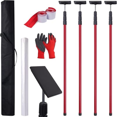 Stofbarrière Rits Kit - Bouwstof Deur - Stofvrij Renoveren - Complete Kit Inclusief Stangen - 10 x 4.5 Meter Folie