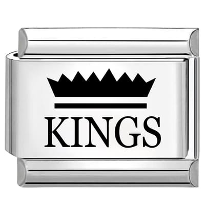 Quiges - Schakel - Bedel - 9mm - charms - Laserkoning - Geschikt voor - armband - Schakelarmband - italy bedels armband