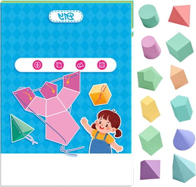 Geometrie Leerboek - Wiskunde Set - 3D Vormen Bouwen - Interactief Leren - 26 x 18 cm - Meerkleurig