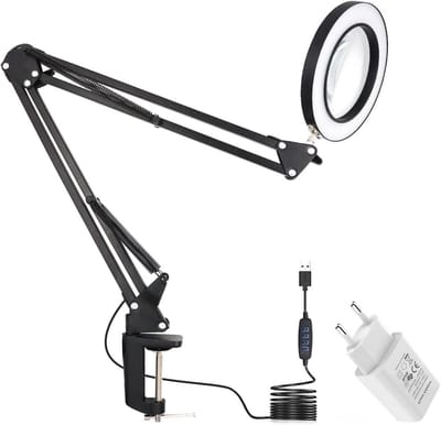 Vergrootlamp met Verstelbare Klem en 3 Kleurmodi voor Lezen en Hobby's