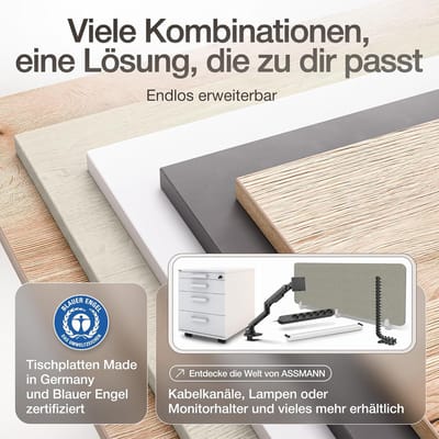 Elektrisch Zit-Sta Bureau 120 x 70 cm met Dubbele Motor, Geheugenfunctie, TÜV/GS Gecertificeerd, Hoogte Verstelbaar 62-127 cm, Anti-Botsing & Kinderbeveiliging, Zwart - Mobili Bella