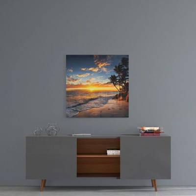 Glasschilderij Vierkant - Landschap - Zonsondergang - 60x60 cm - 4 mm