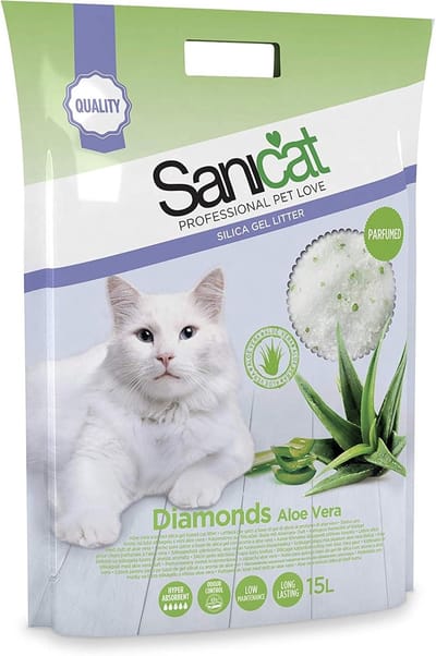 Kattenbakvulling Silicagel - Absorberende Korrels - Frisse Kattenbak - Aloë Vera Geur - 15 Liter - Wit